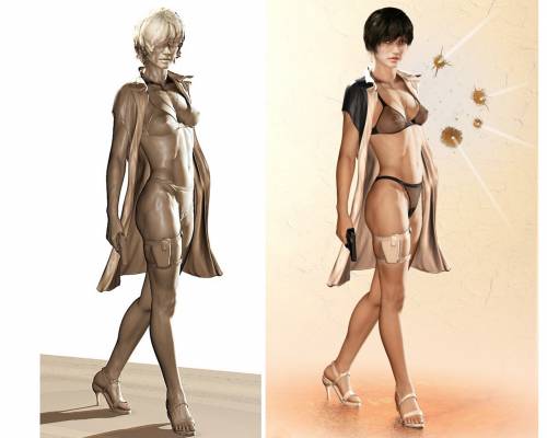 Wallpaper image: Dangerous girl model and rendering, Mixed Style, 3D Digital Art, Max Zbrush Photoshop fine arts software woman female girl figure portrait Digital Computer 3d art image computer artwork art design downloads, modern design pictures, images, free fantasy art digital drawing wallpapers picture gallery show, Matte painting