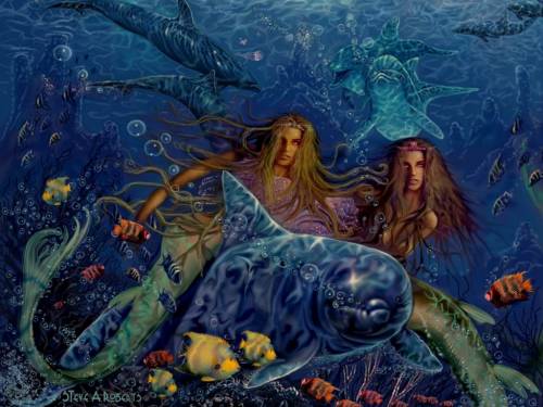 Wallpaper image Mermaids Of Acqualainia Fantasy Art Mixed Media 