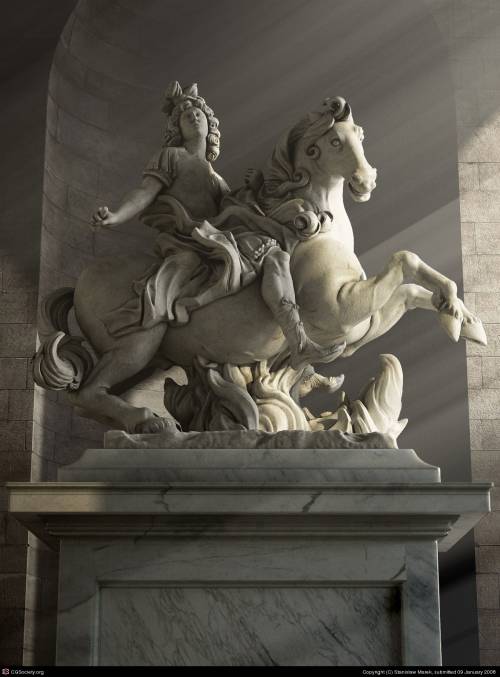 Wallpaper image: Equestrian Portrait of Louis XIV - Giovanni Bernin, Fantasy Art, 3D Digital Art, Statue equestrian portrait of louis XIV century sculpture giovanni bernini wersal art painting design drawing.
