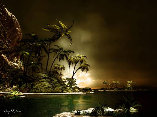 Wallpaper image: Tropical Island, Nature, 3D Digital Art, Landscape,Tropical,Bryce,Nature