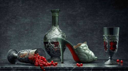 Wallpaper image: Still-life Netherlands classic shoe, Fantasy Art, Photo Manipulation, Dutch  Netherlands shoe golden age nature-morte inside, indoors, interiors, object, thing, fashion, style, footwear, shoes, decor, heels, high heels, fantasy back view, view, symbol, still life, close up,