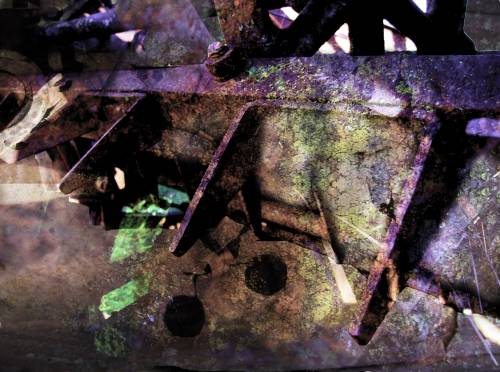 Wallpaper image: Scrapped, Abstract, Photo Manipulation, Abstract photo of antique farm machinery
