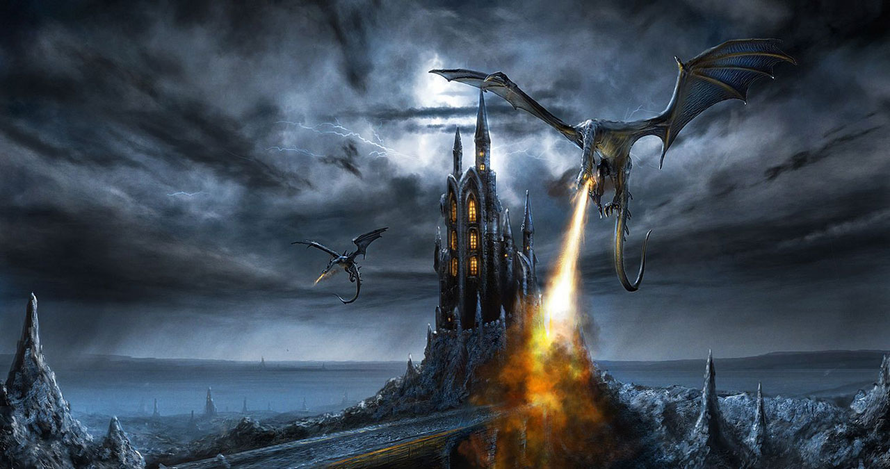 Free computer desktop wallpaper:Dark spire, 2D Digital Art, Fantasy Art, personal matte paintings for fun, test or training ...