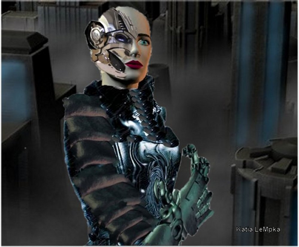 Free computer desktop wallpaper:Femme Cyborg, 3D Digital Art, 