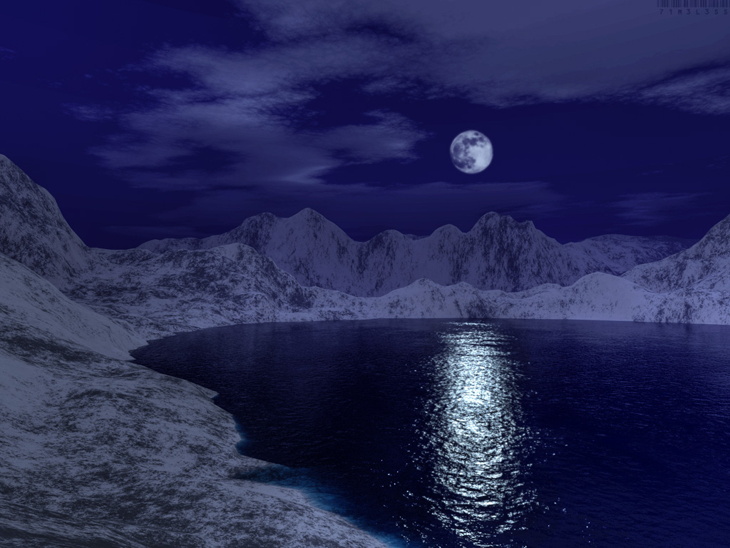 Blue Moon Landscape 1024 X 768pix Wallpaper Nature 3d Digital Art