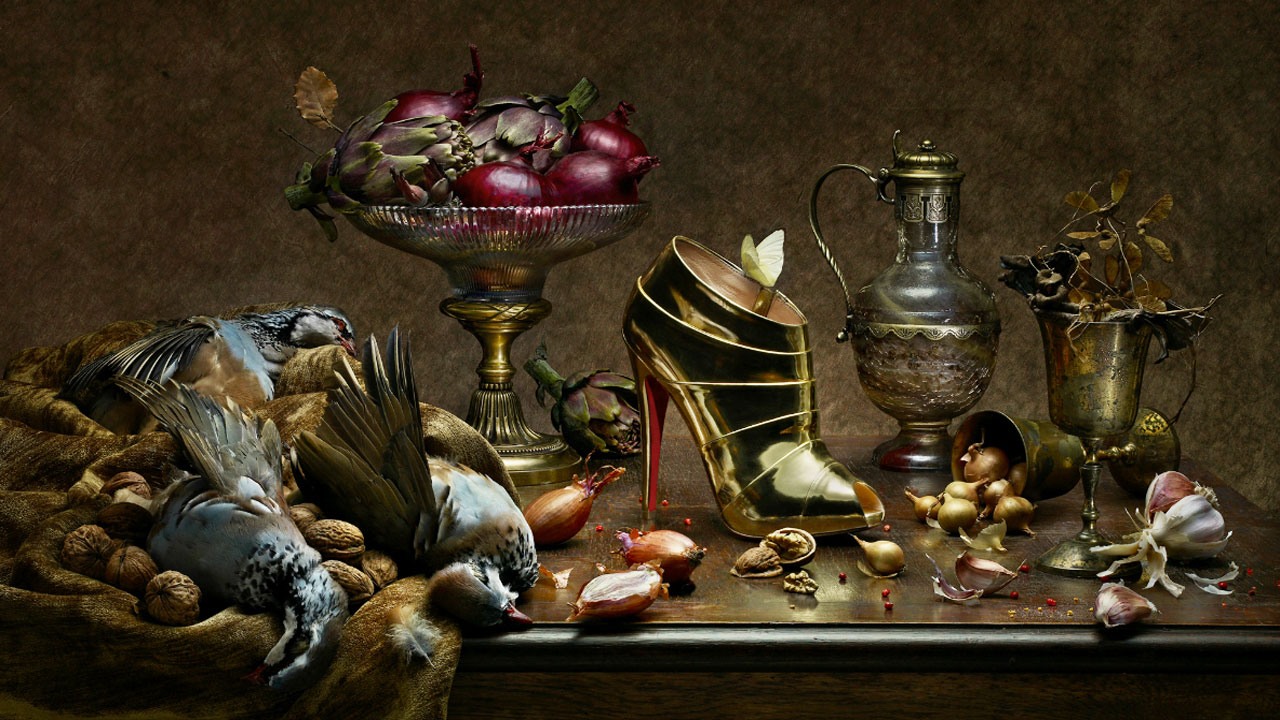 Free computer desktop wallpaper:Classic still life shoe photography, Photo Manipulation, Mixed Style, A graduate of Photo Journalism from Allegheny College in Meadville, PA, Lippmann started as a food photographer but later broadened the scope of his lens to include still life, advertising, fashion editorials, landscapes, plants and portraiture. Dutch  Ne