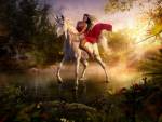 Wallpaper image: Unicorn forest ride, Photo Manipulation