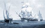 Sailship Sea Battle, Mixed Media, Mixed Media
