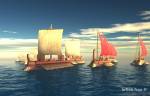 Egyptian hellenistic warships, Mixed Style, 3D Digital Art