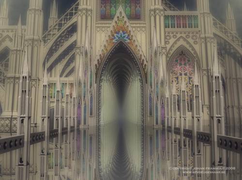 Wallpaper image: The water cathedral, Surreal Art, 3D Digital Art, water, cathedral, gothic, fantasy, architecture, religion